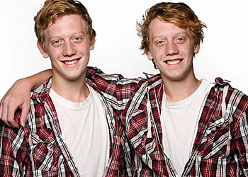 28/02/2012 FEATURES: Identical twins Phil (left) and Doug Griffiths, 16. WEEKEND USE ONLY